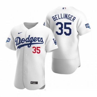 Men Los Angeles Dodgers Cody Bellinger White 2020 World Series Champions Flex Base Jersey