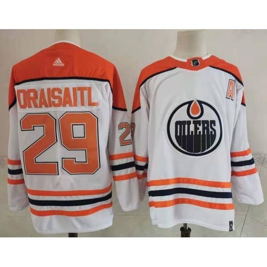 Oilers 29 Leon Draisaitl White 2020 21 Reverse Retro Adidas Jersey