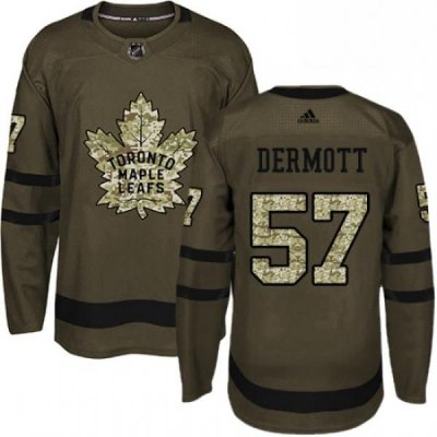 Youth Adidas Toronto Maple Leafs 57 Travis Dermott Authentic Green Salute to Service NHL Jersey