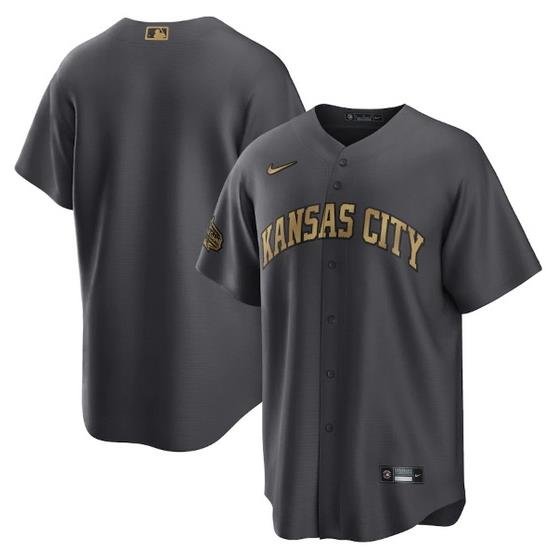 Men Kansas City Royals Blank 2022 All Star Charcoal Cool Base Stitched Baseball Jersey