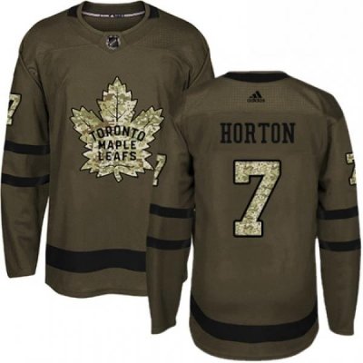 Mens Adidas Toronto Maple Leafs 7 Tim Horton Authentic Green Salute to Service NHL Jersey