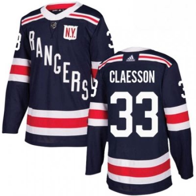 Mens Adidas New York Rangers 33 Fredrik Claesson Authentic Navy Blue 2018 Winter Classic NHL Jersey