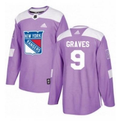 Mens Adidas New York Rangers 9 Adam Graves Authentic Purple Fights Cancer Practice NHL Jersey