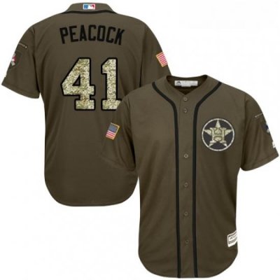 Youth Majestic Houston Astros 41 Brad Peacock Authentic Green Salute to Service MLB Jersey