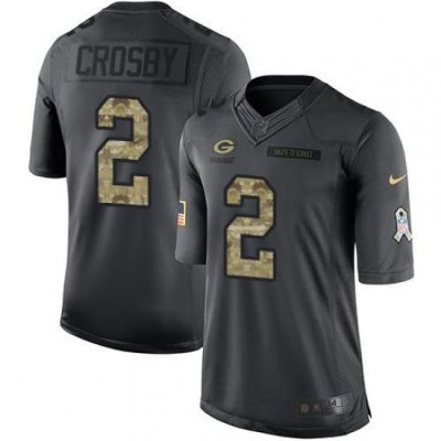 Nike Packers #2 Mason Crosby Black Mens Stitched NFL Limited 2016 Salute To Service Jersey