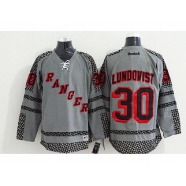 NHL New York Rangers #30 Henrik Lundqvist Charcoal Cross Check Fashion jerseys