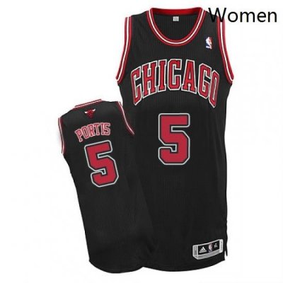 Womens Adidas Chicago Bulls 5 Bobby Portis Authentic Black Alternate NBA Jersey