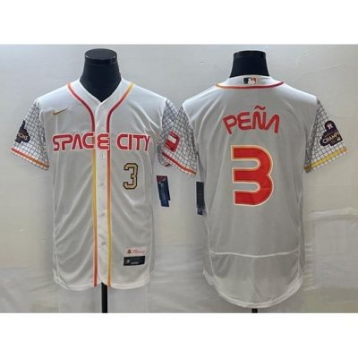 Men's Houston Astros #3 Jeremy Pena Number White 2023 City Connect Flex Base Stitched Jersey1