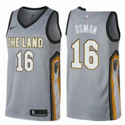 Mens Nike Cleveland Cavaliers 16 Cedi Osman Swingman Gray NBA Jersey City Edition