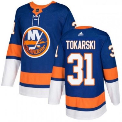 Youth Adidas New York Islanders 31 Dustin Tokarski Premier Royal Blue Home NHL Jersey