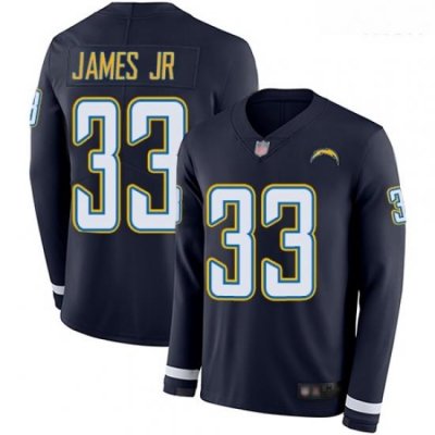 Chargers 33 Derwin James Jr Navy Blue Team Color Men Stitched Football Limited Therma Long Sleeve Jersey