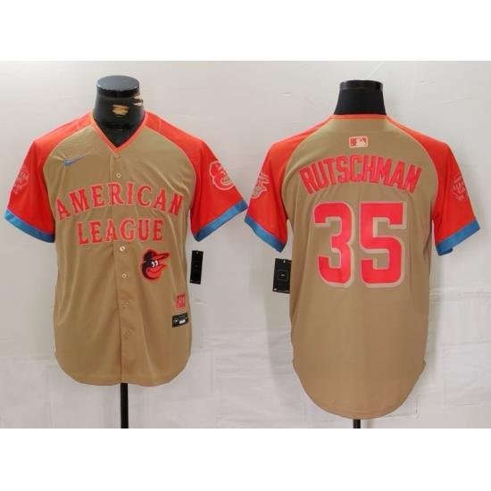 Men American League  35 Adley Rutschman Cream 2024 All Star Elite Stitched Baseball Jersey 3