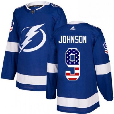 Mens Adidas Tampa Bay Lightning 9 Tyler Johnson Authentic Blue USA Flag Fashion NHL Jersey