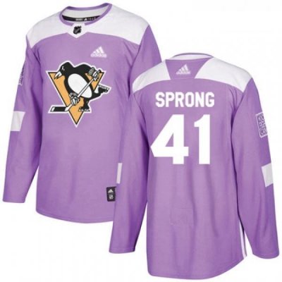 Youth Adidas Pittsburgh Penguins 41 Daniel Sprong Authentic Purple Fights Cancer Practice NHL Jersey