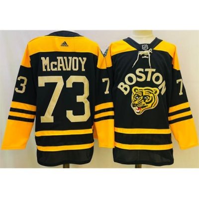 Men Boston Bruins 73 Charlie McAvoy Black Classic Primegreen Stitched Jersey