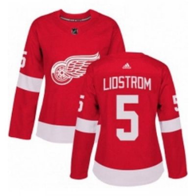 Womens Adidas Detroit Red Wings 5 Nicklas Lidstrom Authentic Red Home NHL Jersey