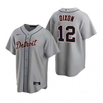 Mens Nike Detroit Tigers 12 Brandon Dixon Gray Road Stitched Baseball Jersey