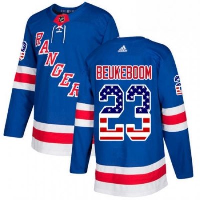 Mens Adidas New York Rangers 23 Jeff Beukeboom Authentic Royal Blue USA Flag Fashion NHL Jersey