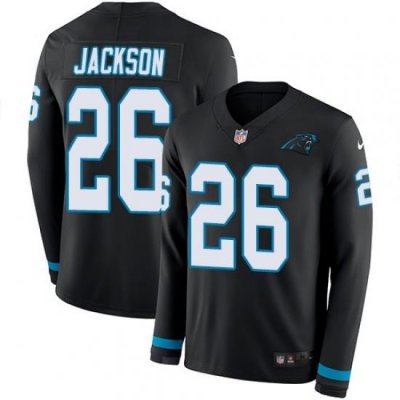 Nike Panthers #26 Donte Jackson Black Team Color Men Stitched NFL Limited Therma Long Sleeve Jersey