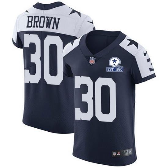 Nike Cowboys 30 Anthony Brown Navy Blue Thanksgiving Men Stitched With Established In 1960 Patch NFL Vapor Untouchable Throwback Elite Jersey