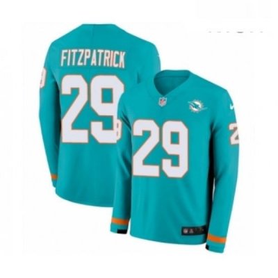 Mens Nike Miami Dolphins 29 Minkah Fitzpatrick Limited Aqua Therma Long Sleeve NFL Jersey