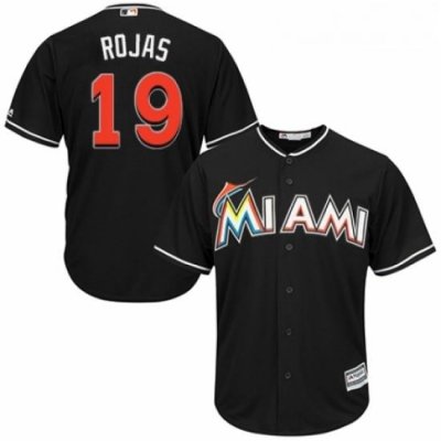 Youth Majestic Miami Marlins 19 Miguel Rojas Authentic Black Alternate 2 Cool Base MLB Jersey