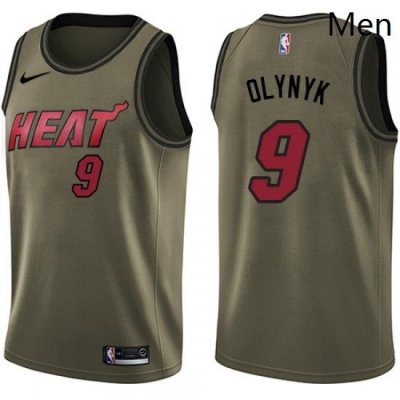 Mens Nike Miami Heat 9 Kelly Olynyk Swingman Green Salute to Service NBA Jersey