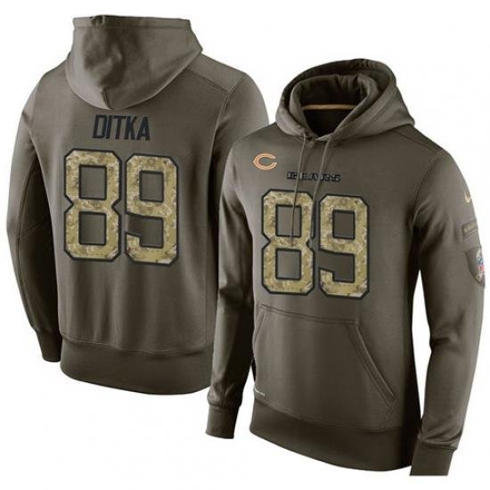 NFL Nike Chicago Bears 89 Mike Ditka Green Salute To Service Mens Pullover Hoodie