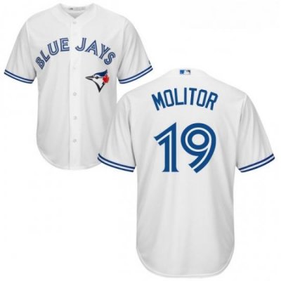 Youth Majestic Toronto Blue Jays 19 Paul Molitor Authentic White Home MLB Jersey