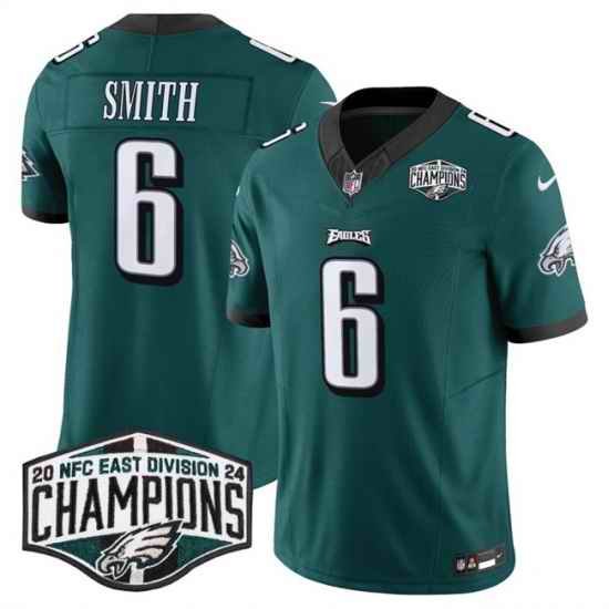 Men Philadelphia Eagles 6 DeVonta Smith Green 2024 NFC East Champions F U S E  Vapor Untouchable Limited Stitched Football Jersey