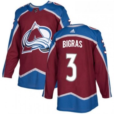 Youth Adidas Colorado Avalanche 3 Chris Bigras Authentic Burgundy Red Home NHL Jersey