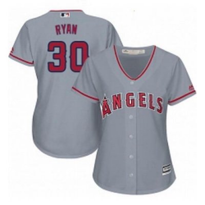 Womens Majestic Los Angeles Angels of Anaheim 30 Nolan Ryan Replica Grey Road Cool Base MLB Jersey