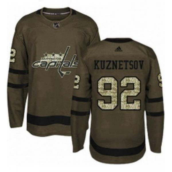 Youth Adidas Washington Capitals 92 Evgeny Kuznetsov Authentic Green Salute to Service NHL Jersey