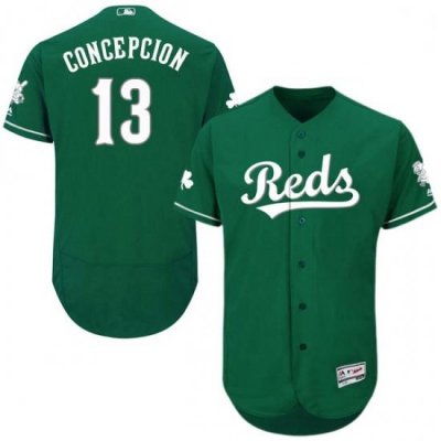 Mens Majestic Cincinnati Reds 13 Dave Concepcion Green Celtic Flexbase Authentic Collection MLB Jersey