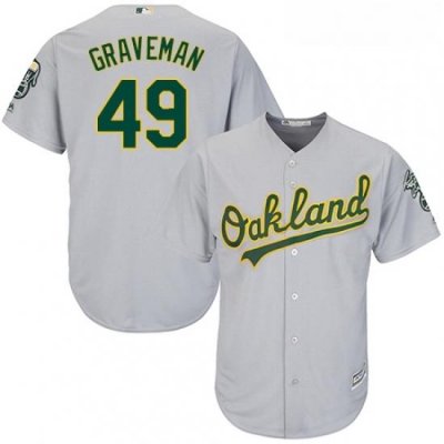 Youth Majestic Oakland Athletics 49 Kendall Graveman Authentic Grey Road Cool Base MLB Jersey