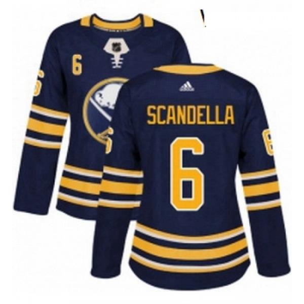 Womens Adidas Buffalo Sabres 6 Marco Scandella Authentic Navy Blue Home NHL Jersey