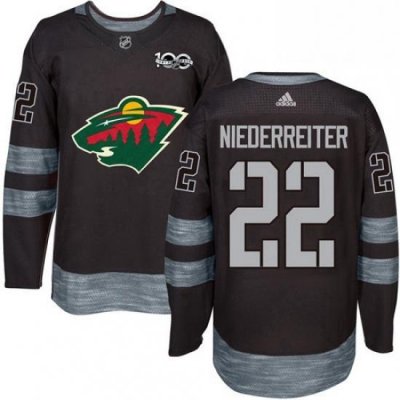 Mens Adidas Minnesota Wild 22 Nino Niederreiter Authentic Black 1917 2017 100th Anniversary NHL Jersey