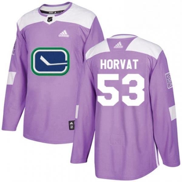 Youth Adidas Vancouver Canucks 53 Bo Horvat Authentic Purple Fights Cancer Practice NHL Jersey