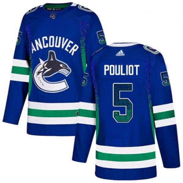 Mens Adidas Vancouver Canucks 5 Derrick Pouliot Authentic Blue Drift Fashion NHL Jersey