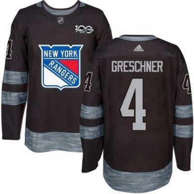 Mens Adidas New York Rangers 4 Ron Greschner Premier Black 1917 2017 100th Anniversary NHL Jersey