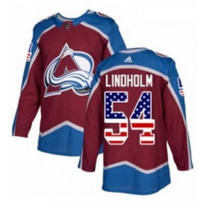 Youth Adidas Colorado Avalanche 54 Anton Lindholm Authentic Burgundy Red USA Flag Fashion NHL Jersey