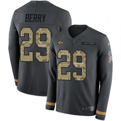 Nike Chiefs 29 Eric Berry Anthracite Salute to Service Men s Stitched NFL Limited Therma Long Sleeve Jersey