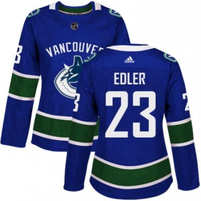 Womens Adidas Vancouver Canucks 23 Alexander Edler Premier Blue Home NHL Jersey