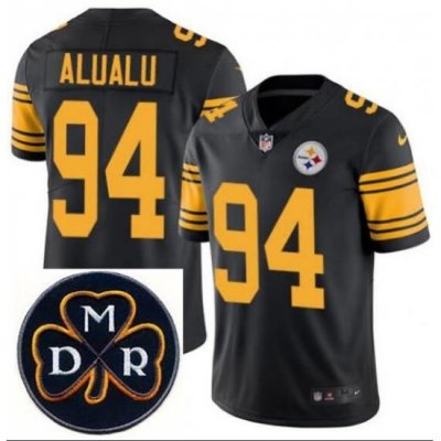 Men's Nike Pittsburgh Steelers #94 Tyson Alualu NFL Rush MDR Dan Rooney Patch Jersey