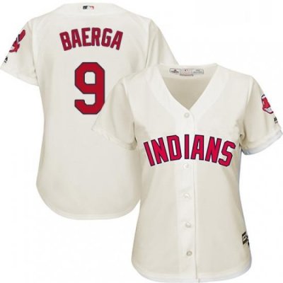 Womens Majestic Cleveland Indians 9 Carlos Baerga Authentic Cream Alternate 2 Cool Base MLB Jersey