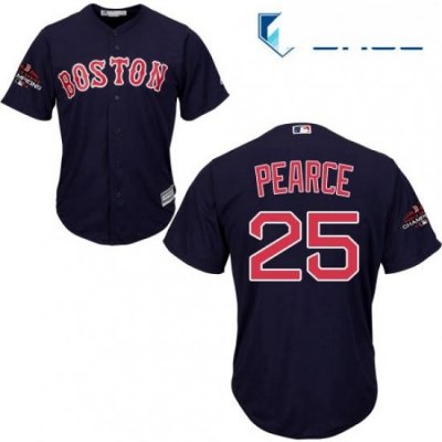 Youth Majestic Boston Red Sox 25 Steve Pearce Authentic Navy Blue Alternate Road Cool Base 2018 World Series Champions MLB Jersey