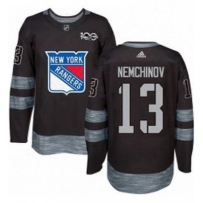 Mens Adidas New York Rangers 13 Sergei Nemchinov Premier Black 1917 2017 100th Anniversary NHL Jersey