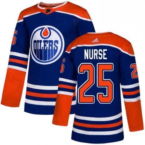 Mens Adidas Edmonton Oilers 25 Darnell Nurse Premier Royal Blue Alternate NHL Jersey