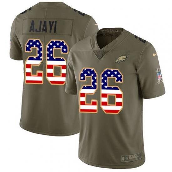 Nike Eagles #26 Jay Ajayi Olive USA Flag Mens Stitched NFL Limited 2017 Salute To Service Jersey