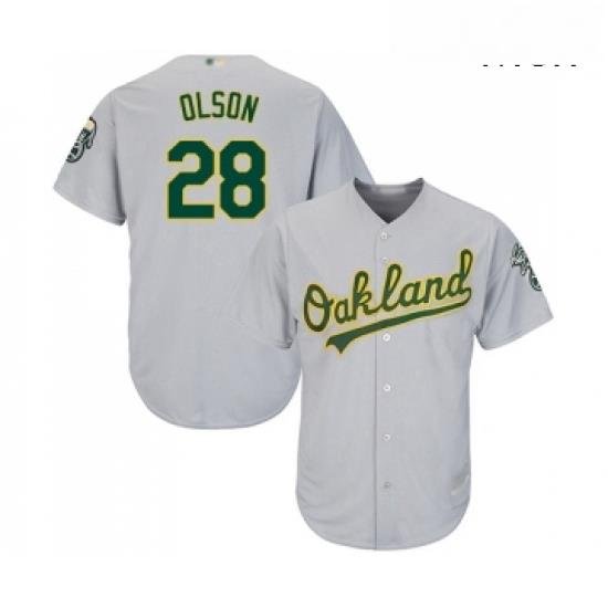 Mens Oakland Athletics 28 Matt Olson Replica Grey Road Cool Base Baseball Jersey